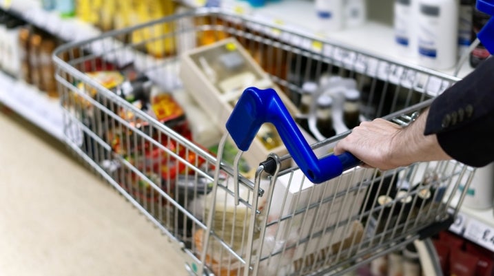 Someone pushing a shopping cart
