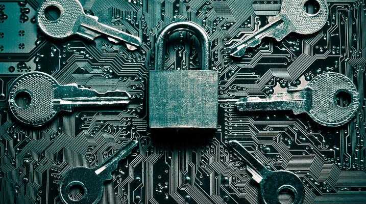 Lock surrounded by keys