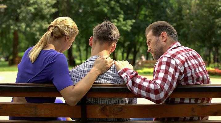 Family on bench
