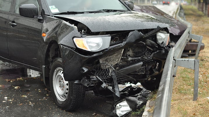 Car crashed in guardrail