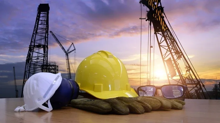 Construction Hats in front of site