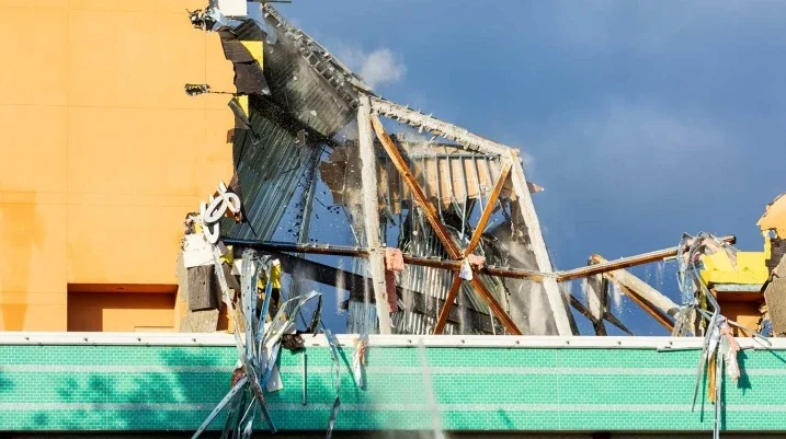 Partially destroyed building