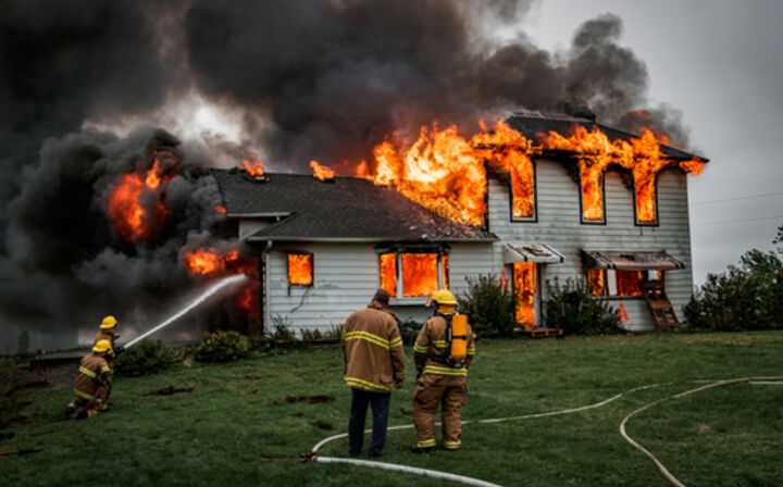 Fire Damage Insurance Claim Lawyers - house on fire