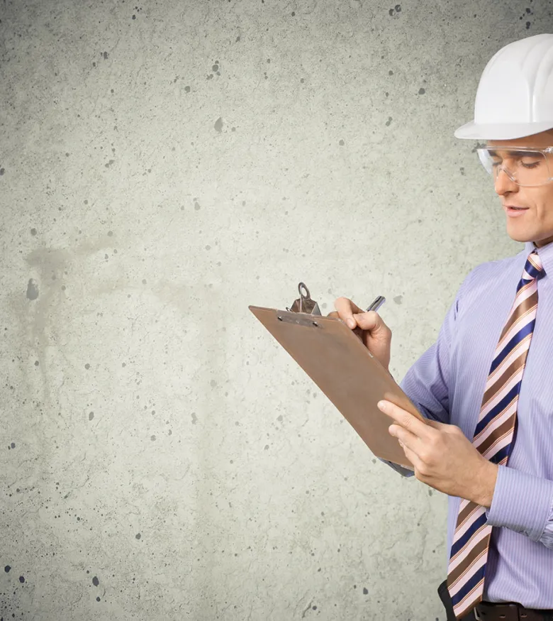 Construction worker with clipboard