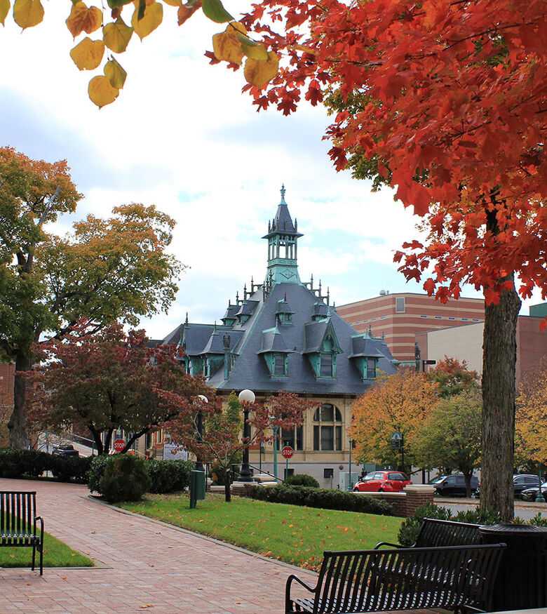 Clarksville town view in fall, highlighting the dependable presence of local personal injury lawyers.