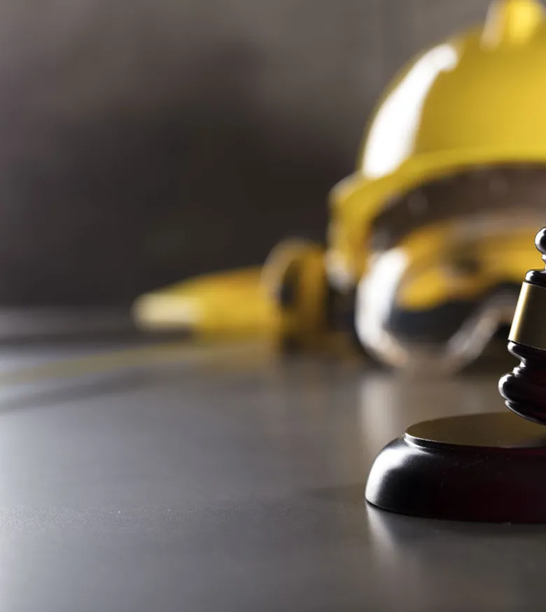 Construction helmet and gavel
