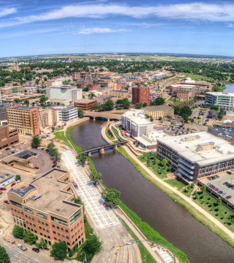Cityscape with river