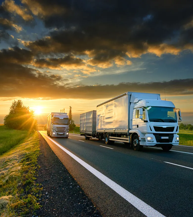 Trucks driving