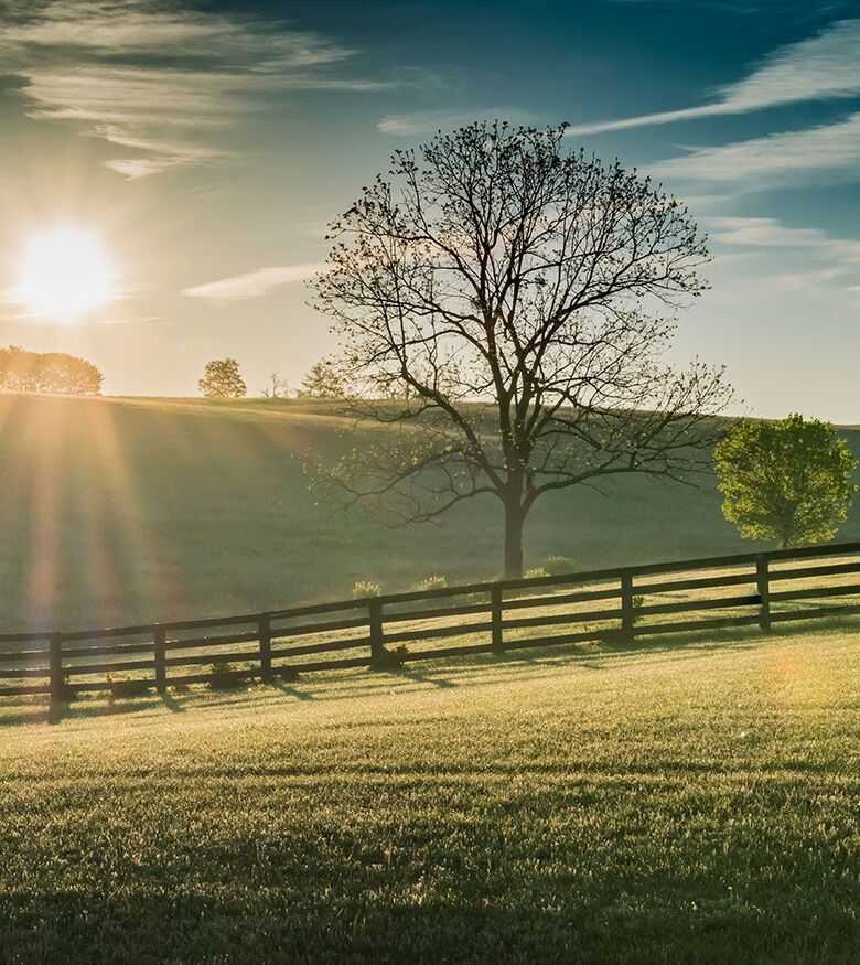 Sunrise over a serene Kentucky farm, potential clients for Covington personal injury lawyers.
