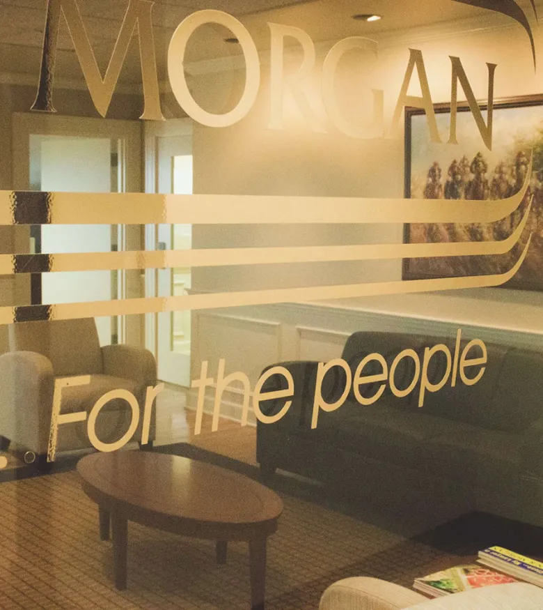 Glass door Morgan & Morgan office