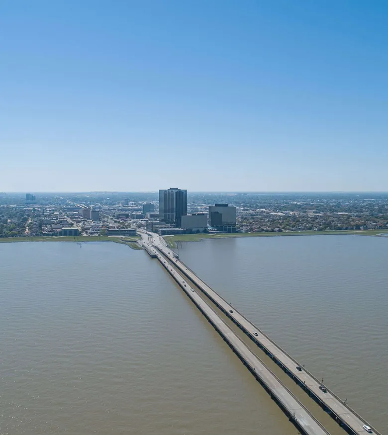 Long bridge over water