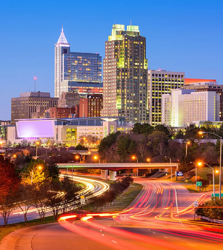 City lights at twilight