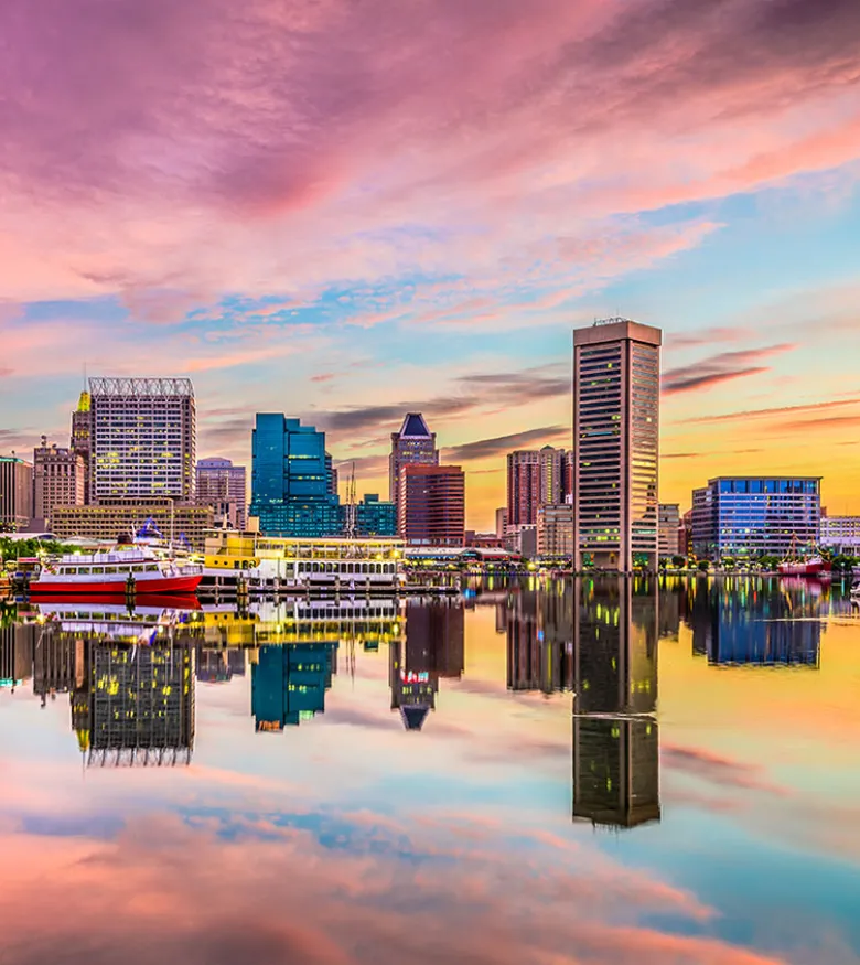 Colorful harbor sunset