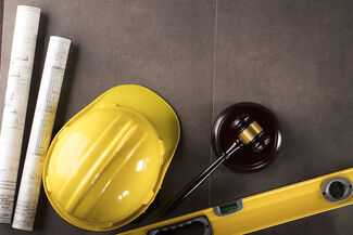 Construction Helmet and gavel