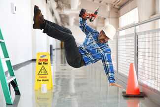 Construction worker falling