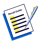 paper with "Recall Guide" heading and a checklist