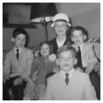 Mike, John, Tim, Mary Pat, and their Aunt Kitten