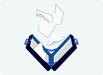 suitcase with papers flying