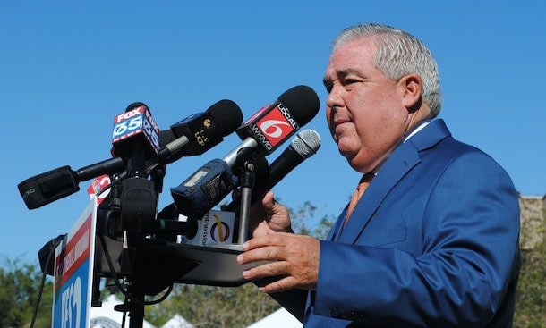 John Morgan giving a press conference